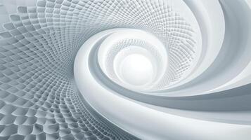 The white background with a 3D graphic of a big circle with smooth waves on center. photo