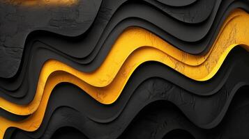 Black and yellow abstract background with waves. photo