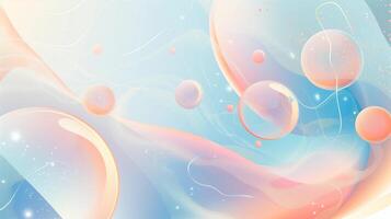 A futuristic background with pastel blue and orange soft glow bubbles of abstract shapes. photo