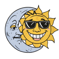 Sun and moon friendly t-shirt design png