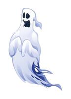 Ghost with funny expression character. Halloween spooky night ghost. Cartoon illustration isolated on white background vector