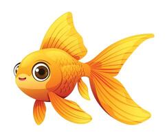 Cute goldfish cartoon character illustration isolated on white background vector