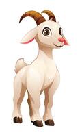 Cute baby goat cartoon character illustration isolated on white background vector