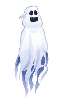 Ghost cartoon character. Halloween spooky mysterious ghost. Illustration isolated on white background