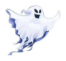 Flying ghost character. Halloween spooky mysterious ghost. Cartoon illustration isolated on white background vector