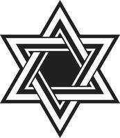 black monochrome jewish national ornament. Star of David. Semitic folk pattern. Israeli ethnic sign vector