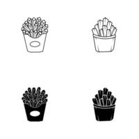 francés papas fritas icono plano ilustración vector