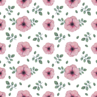 Seamless pattern with anemone flowers.Botanical background of soft pink flowers with leaves.Watercolor illustration.Wallpaper for fabric, print or background for Valentine's Day. Hand drawn isolated png