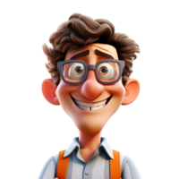 Man Student 2d cartoon on transparent background png