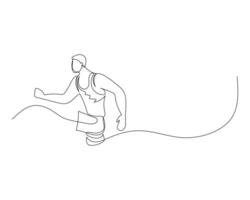 Continuous single line drawing of Disabled man takes part in a running race. Healthy sport training concept. Competition event. Design illustration vector