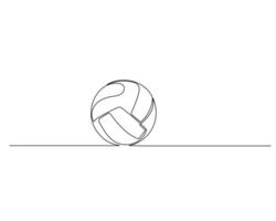 continuo soltero línea dibujo de vóleibol acostado en el campo. deporte formación concepto. vóleibol competencia. diseño ilustración vector