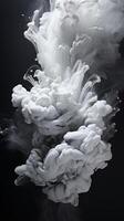 White acrylic colors and ink in water. Abstract background. photo