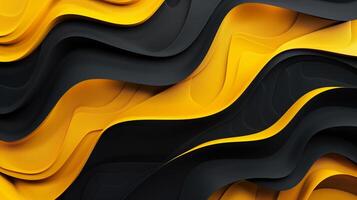 Black and yellow abstract background with waves. photo