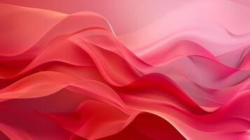 Red and pink background with three-dimensional smooth red waves. photo