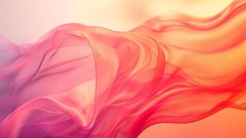 Abstract background with red and pink waves with light gradient on the light orange background. photo