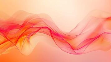 Abstract background with red and pink waves with light gradient on the light orange background. photo