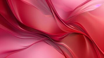 Red and pink background with three-dimensional smooth red waves. photo