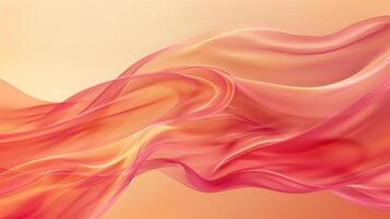 Abstract background with red and pink waves with light gradient on the light orange background. photo