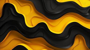 Black and yellow abstract background with waves. photo