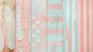 A vertical image with a collage of different textured stripes in pastel colors. photo