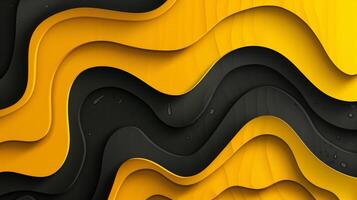 Black and yellow abstract background with waves. photo