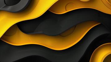 Black and yellow abstract background with waves. photo