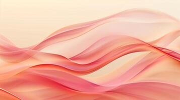Abstract background with red and pink waves with light gradient on the light orange background. photo