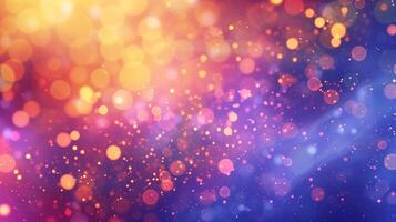 A background of colorful lights and bokeh particles in space. photo