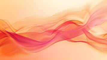 Abstract background with red and pink waves with light gradient on the light orange background. photo