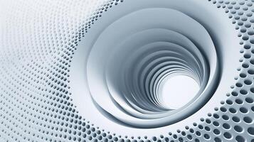 The white background with a 3D graphic of a big circle with smooth waves on center. photo