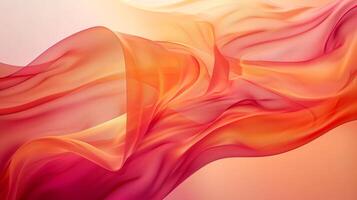 Abstract background with red and pink waves with light gradient on the light orange background. photo