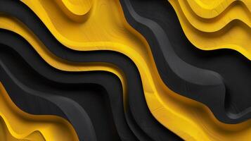 Black and yellow abstract background with waves. photo