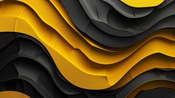 Black and yellow abstract background with waves. photo