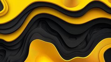 Black and yellow abstract background with waves. photo