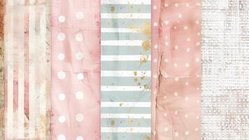 A vertical image with a collage of different textured stripes in pastel colors. photo