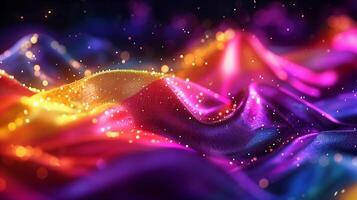 An abstract colorful background with glitter. A beautiful rainbow wave in the style of digital art. photo