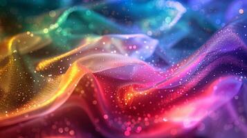 An abstract colorful background with glitter. A beautiful rainbow wave in the style of digital art. photo