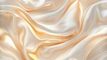 An abstract biege curved silk texture. Wavy fluid modern deluxe background. photo