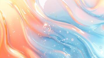 A futuristic background with pastel blue and orange soft glow bubbles of abstract shapes. photo