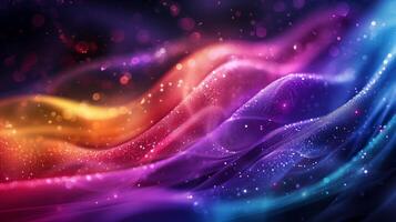 An abstract colorful background with glitter. A beautiful rainbow wave in the style of digital art. photo