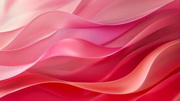 Red and pink background with three-dimensional smooth red waves. photo