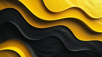 Black and yellow abstract background with waves. photo