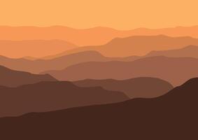 Landscape with the mountains. Illustration in flat style. vector