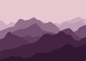 Landscape with the mountains. Illustration in flat style. vector