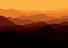 Landscape with the mountains. Illustration in flat style. vector