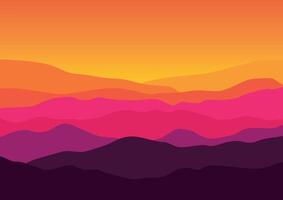 Landscape with the mountains. Illustration in flat style. vector