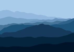 Landscape with the mountains. Illustration in flat style. vector