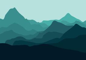 Landscape with the mountains. Illustration in flat style. vector