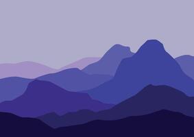 Landscape with the mountains. Illustration in flat style. vector