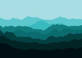 Landscape with the mountains. Illustration in flat style. vector